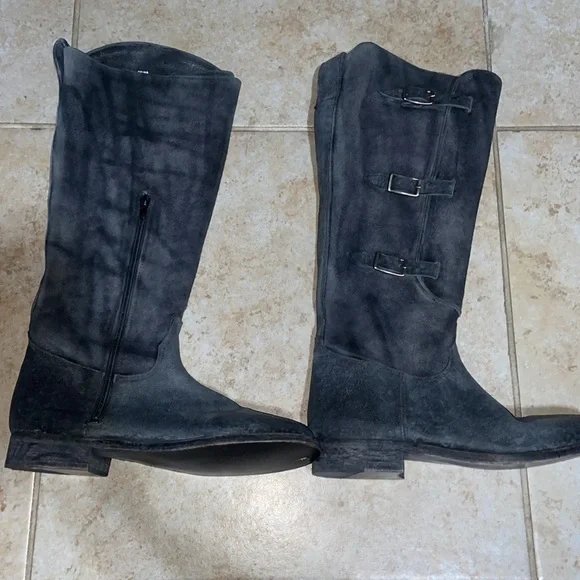 Free People X Farylrobin Women's Bruna Grey Suede Riding Boot Size US 9 - Picture 2 of 15